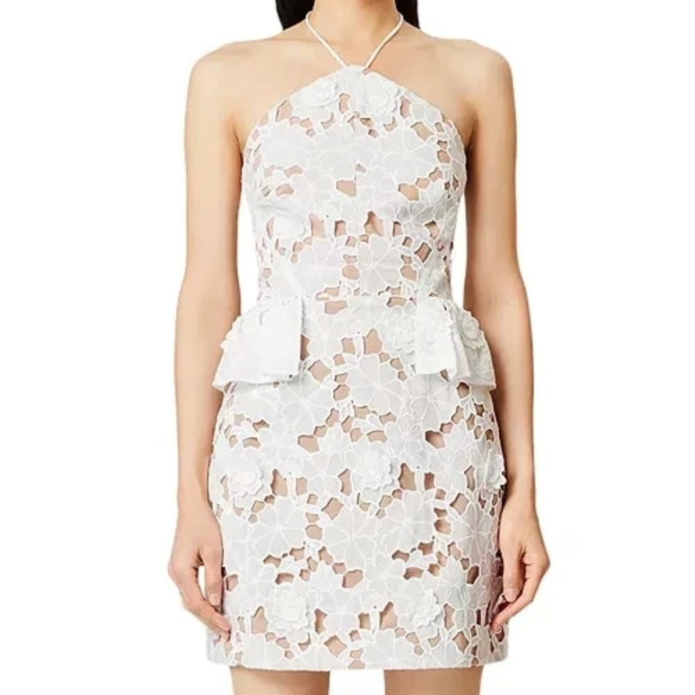 NWT Elliatt Elegant White Lace Seafarer Halter Dress Large Bridal